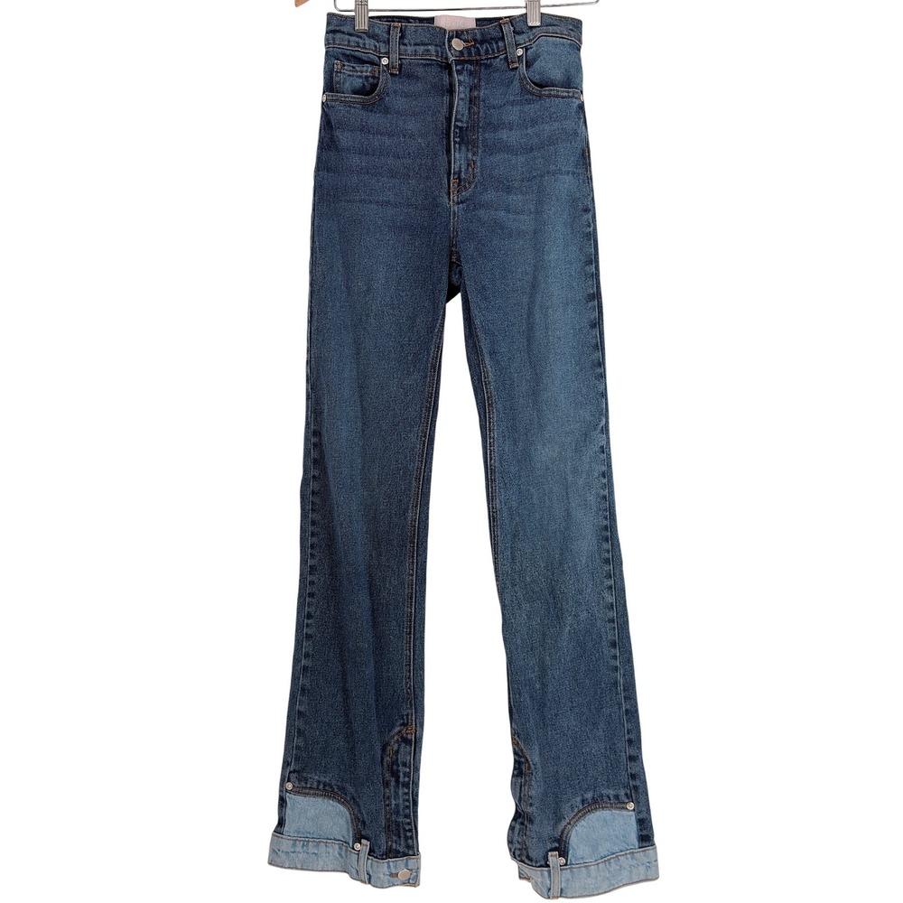 Revice‎ Denim Jeans Womens Blue Straight Leg High Rise Split Cuff Size 27